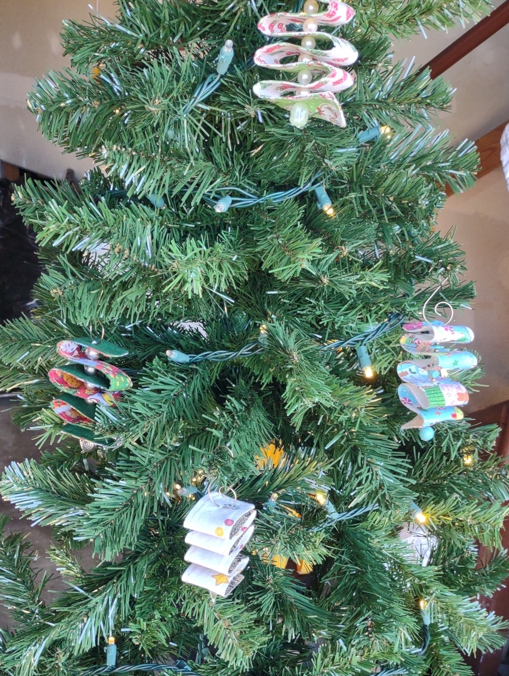 Handmade Spiral Fabric Ribbon Candy Christmas Ornaments